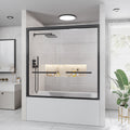 56-60 In. W X 58 In. H Sliding Framed Tub Door In Matte Black With Tempered Clear Glass