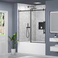 56-60 In. W X 58 In. H Frameless Single Sliding Shower Door With Nano-Coated Clean Tempered Glass In Matte Black