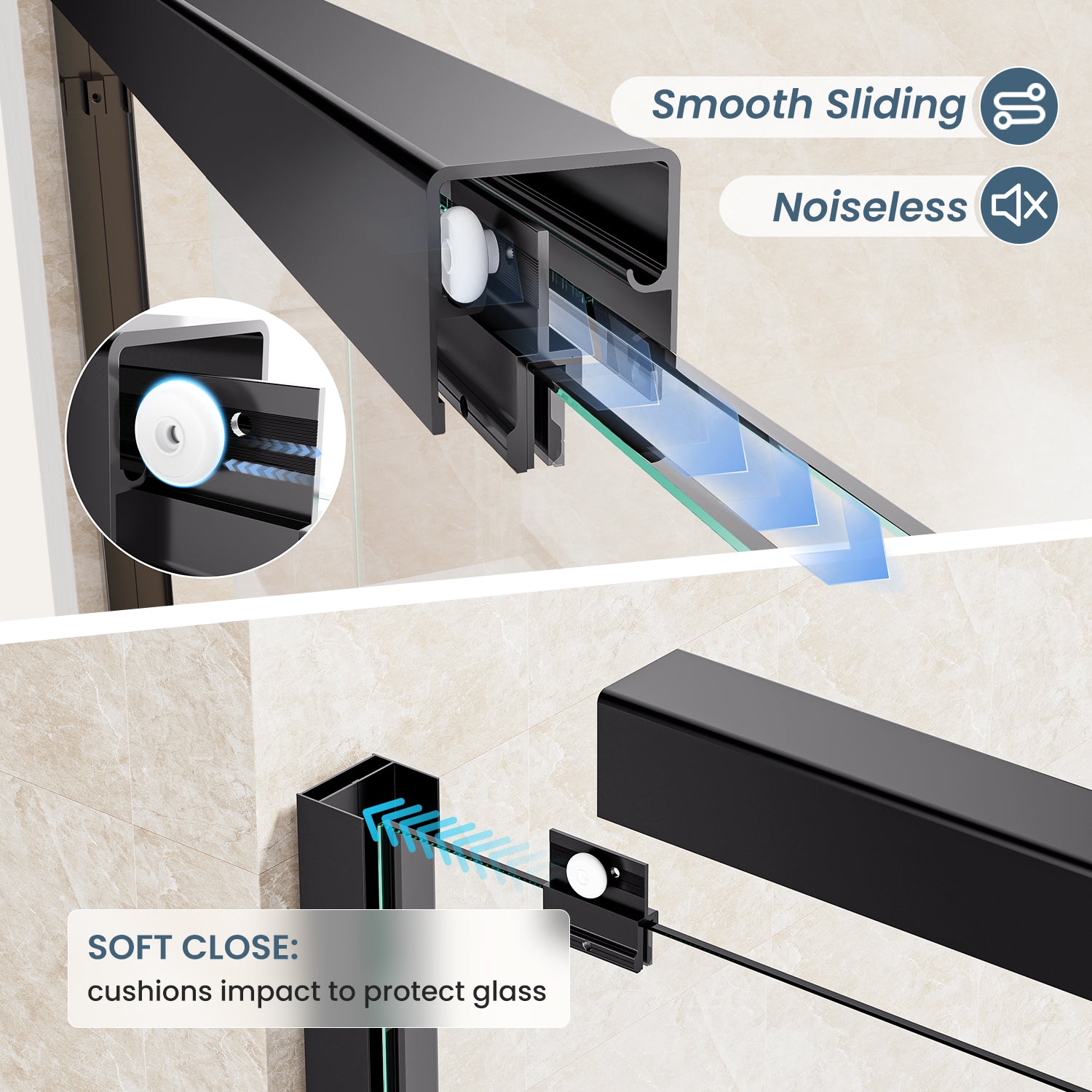 50-54 In. W X 72 In. H Double Sliding Framed Shower Door With Nano-Coated Clean Tempered Glass In Matte Black