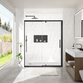 56–60" W x 72" H Framed Sliding Shower Door with Fixed Panel, Matte Black, Nano-Coated Tempered Glass SD06MB6072