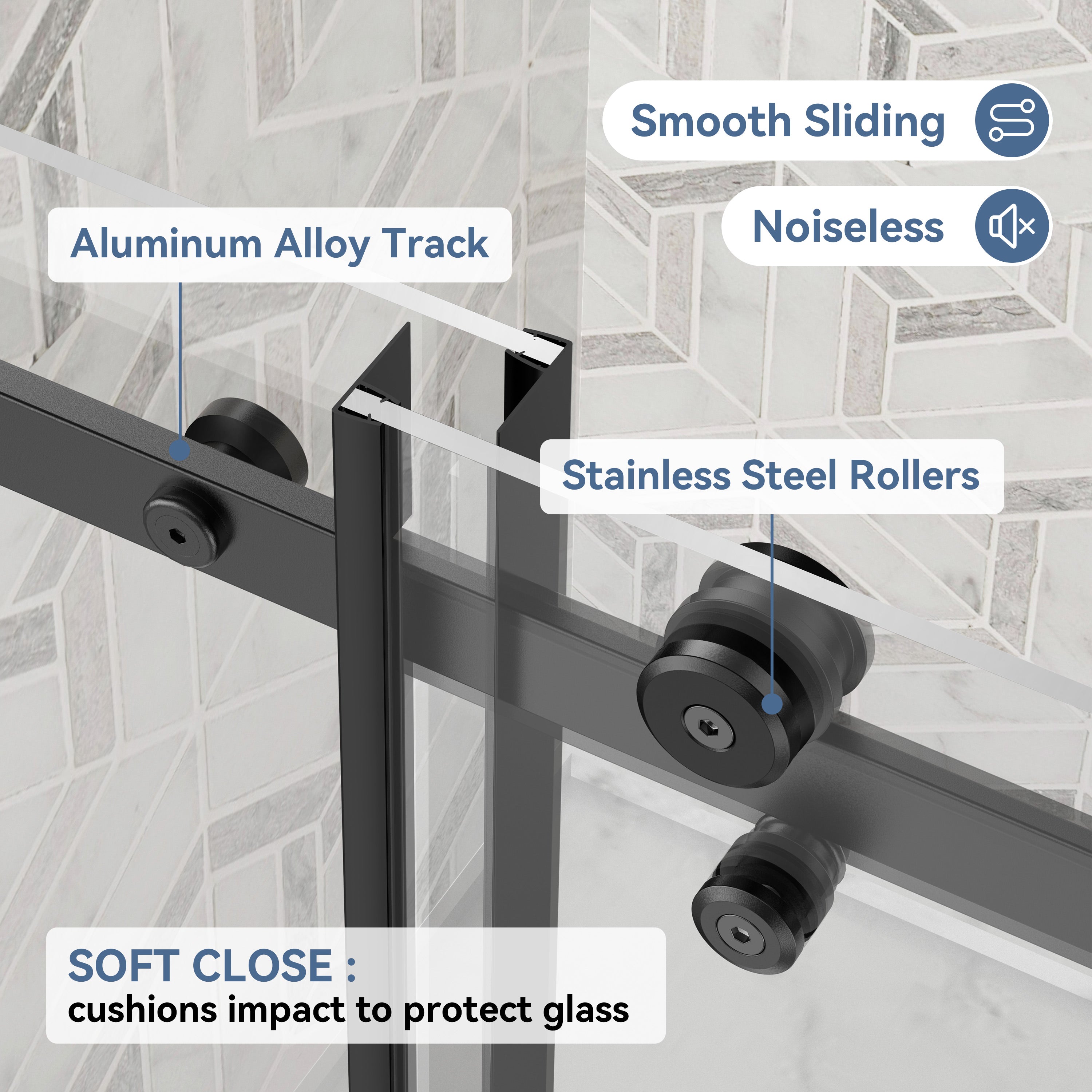 44-48 In. W X 74 In. H Frameless Single Sliding Shower Door With Nano-Coated Clean Tempered Glass In Matte Black