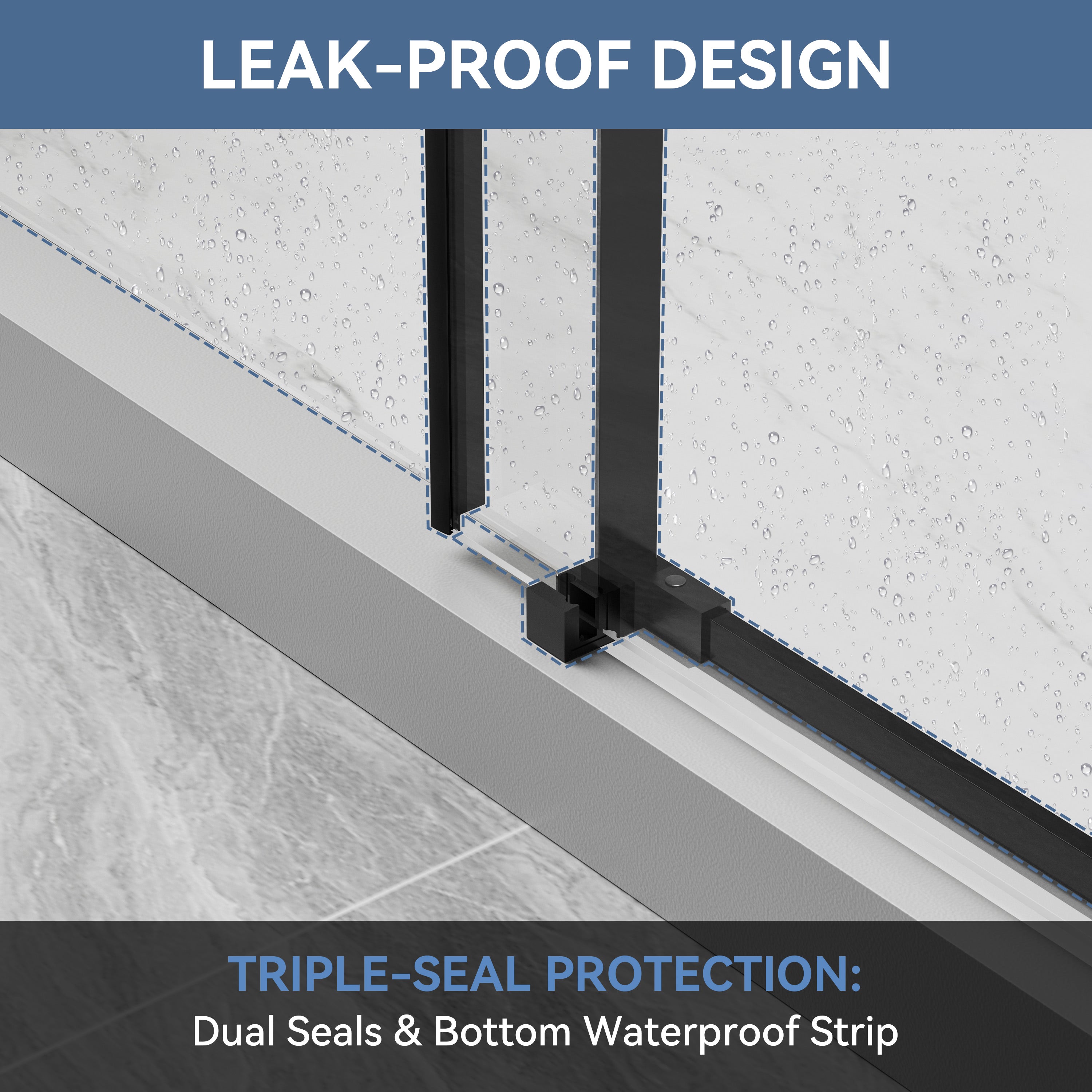 44-48 In. W X 74 In. H Frameless Single Sliding Shower Door With Nano-Coated Clean Tempered Glass In Matte Black