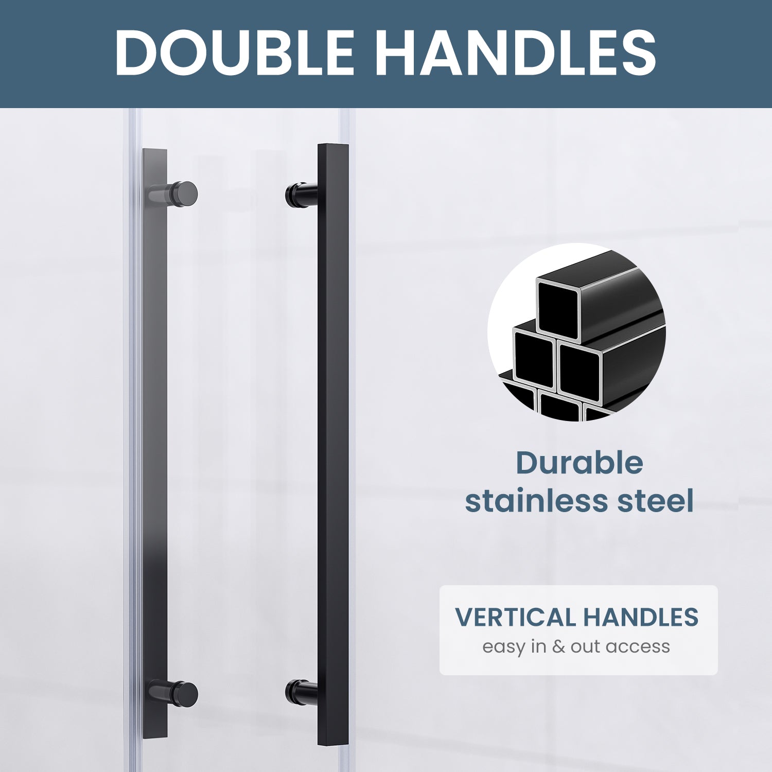 44-48 In. W X 74 In. H Semi-Frameless Sliding Shower Door with 1/4 in. Clear Tempered Glass in Matte Black