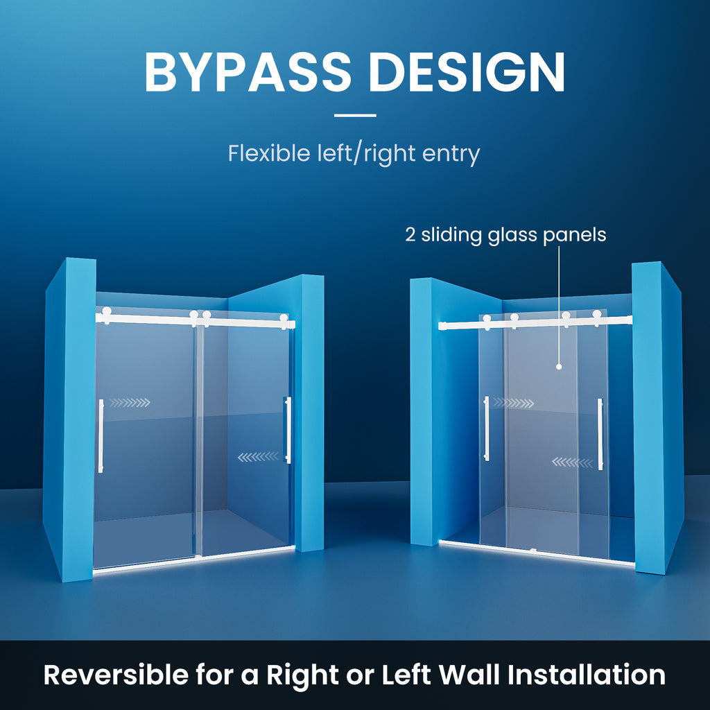 50-54 In. W X 74 In. H Semi-Frameless Sliding Shower Door with 1/4 in. Clear Tempered Glass in Brushed Nickel
