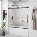 56-60 in. W x 58 in. H Semi-Frameless Sliding Tub Door with 1/4 in. Clear Tempered Glass in Matte Black