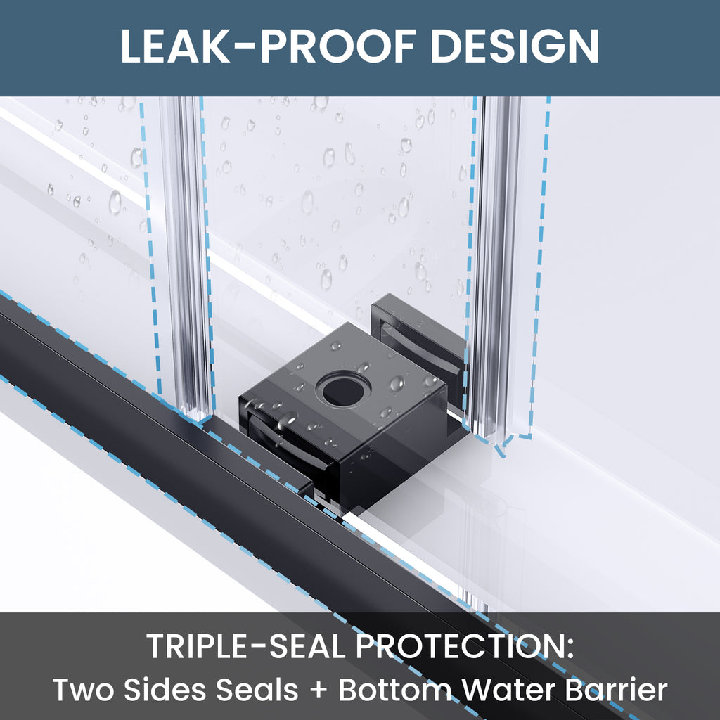 56-60 in. W x 58 in. H Semi-Frameless Sliding Tub Door with 1/4 in. Clear Tempered Glass in Matte Black
