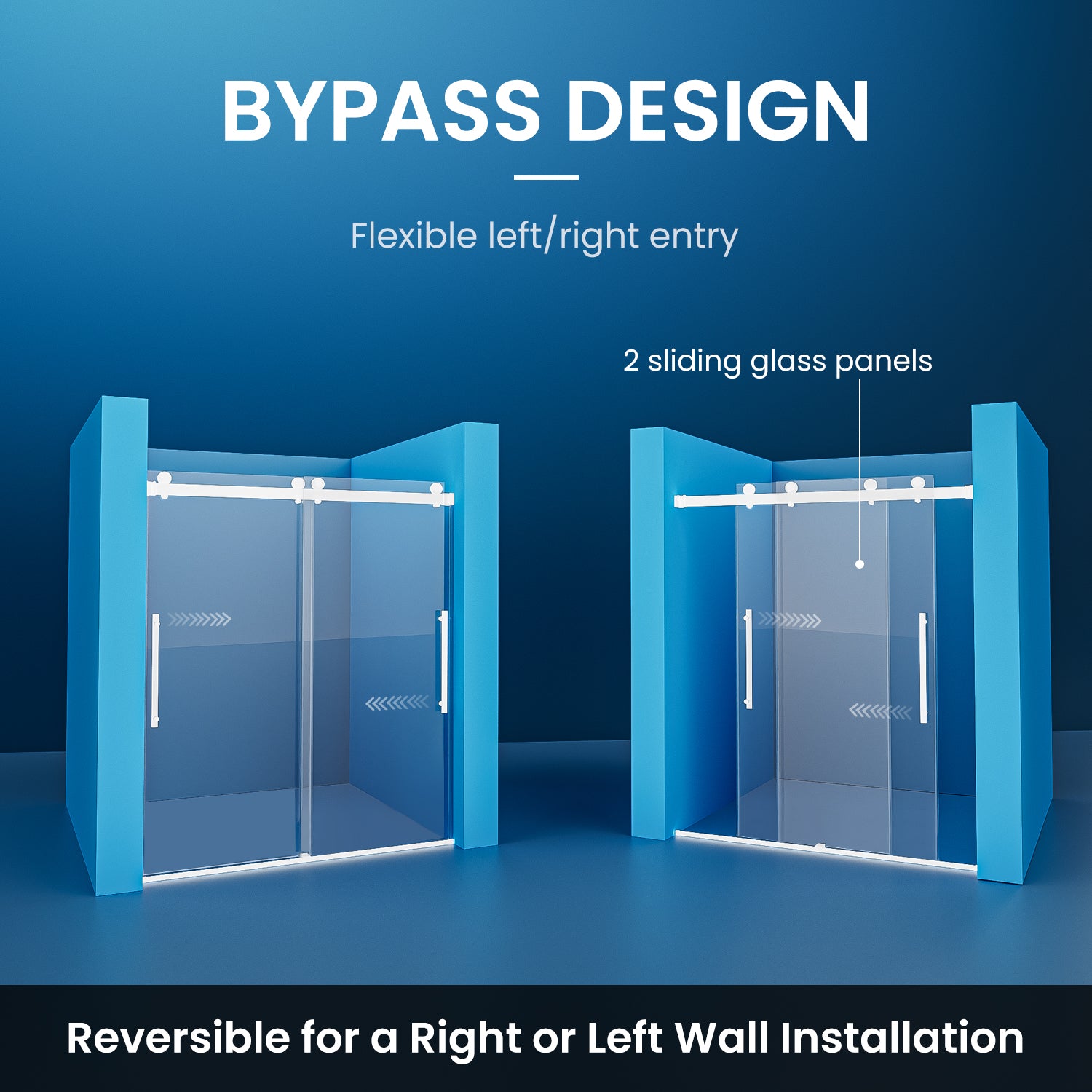 56-60 In. W X 74 In. H Semi-Frameless Sliding Shower Door with 1/4 in. Clear Tempered Glass in Matte Black